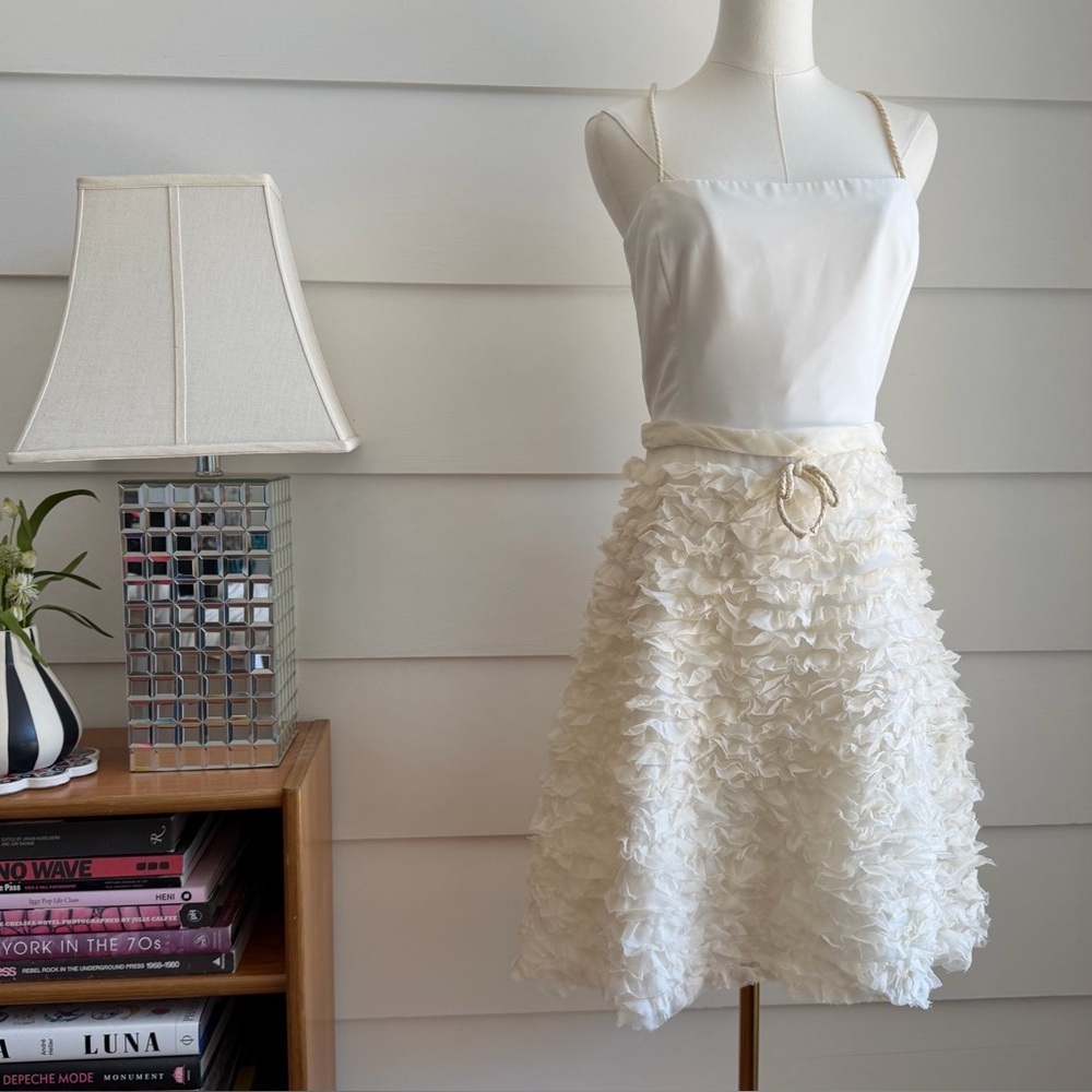Emporio Armani Silk Ruffle Tulle Mini Dress Bridal Reception Party Dress